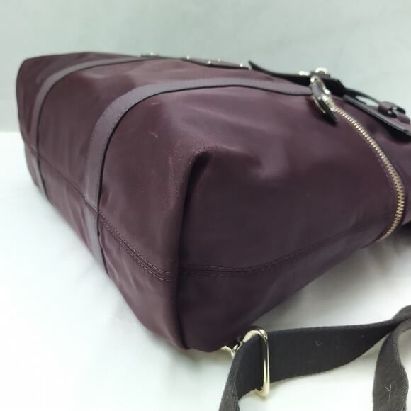 Henri Bendel Jesetter Purple Canvas Leather Trim Top Handle Zipper Backpack